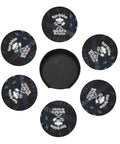 Leather Coasters Set Six Pieces With Holder For Home Bar Office Weddings And Parties Premium Microfiber PU Leather Drink Coaster Set For Table Protection And Stylish Decor, star-patterned design