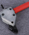 Metal Sheet Cutter Head For Electric Drill Universal Cutter Head with red handle and hex shank, shown on gray background