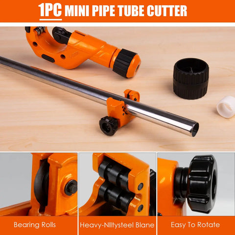 Fast Tubing Cutter Set With Mini Cutter And Deburring Tool for quick cuts on three sixteenths to two inches aluminum copper PVC