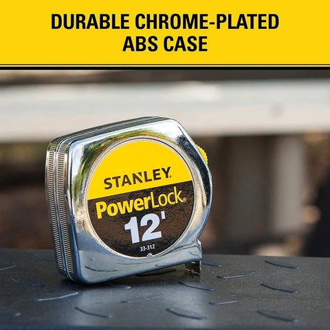 Heavy Duty Silver Tape Measure With Durable Metal Case And Long Lasting Mylar Blade Twelve Feet By Three Quarter Inch Pro Grade On The Job For Contractors And DIY Enthusiasts with chrome-plated case