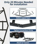 Beefy Heavy Duty Steel Driveway Drag Harrow 66 Inch Wide for ATV UTV, installation guide with support bars and tractor attachment