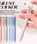 Gel Pens Set Of 12 Silent Click Retractable Pens With 0.5mm Fine Point Black Ink, comfortable grip displayed in six pastel colors