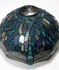 Sea Blue Tiffany Style Dragonfly Ceiling Light Fixture, Stained Glass Semi Flush Mount Lamp, 12 Inch Shade