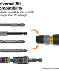 Ratcheting Tru-Grip Ball-Style Screwdriver With Quick-Release Collar One Quarter Inch Bit Compatible Interchangeable Bits