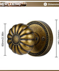 Antique Brass Dummy Door Knob Set for Closet and Pantry Non Turning Interior Door Handles Vintage No Lock Pull Knob for Double Doors Super Easy Install Two Pack, showing dimensions 60mm knob and 70mm plate.