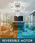 Go To Led Ceiling Fan With Lights In Brushed Nickel Remote Control Dimmable Led Lighting in reversible motor mode split image