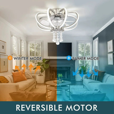 Go To Led Ceiling Fan With Lights In Brushed Nickel Remote Control Dimmable Led Lighting in reversible motor mode split image