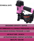 Badass 15 Degree Roofing Nailer With Smooth Low Recoil Design Built For Wire Collated Nails From Three Quarters To One And Three Quarters Inches, showcasing side angle view and details.
