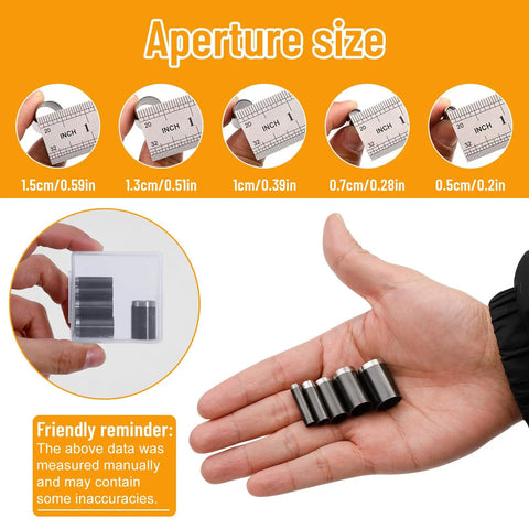 Hand holding 5 Size Leather Hole Punch Set With Hollow Punch Cutter Tools and storage case for leather craft DIY projects