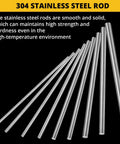 Four Pieces 10 Mm By 305 Mm 304 Stainless Steel Rods For DIYers And Model Makers displayed on black background