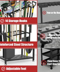 Heavy Duty Freestanding Garden Tool Organizer Rack With 3 Tiers And 14 Hooks Holds 50 Plus Tools in garage or shed
