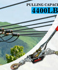 Heavy Duty 4400 Lbs Come Along Winch With 12.14 Ft Steel Cable And Dual Gear System, showcasing pulling power setup