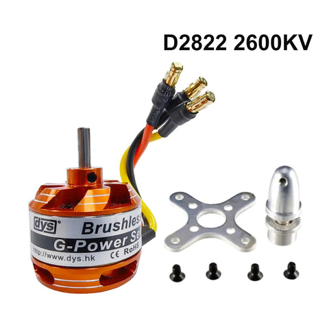 D2822 Brushless Outrunner Motor 2600KV For Two To Three S LiPo RC Multicopters And Fixed Wing UAVs with accessories