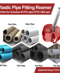 Image showing PVC Pipe Reamer And Fitting Saver With One And A Half Inch Aluminum Head And Three Eighth Inch Hex Shaft Plumbing Tool for Schedule 40 pipes.