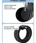 Close-up of heavy duty industrial fume extractor arm with flexible black hose and regulating valve for efficient fume control.