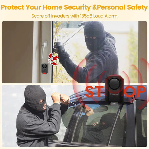 Demonstration of Wireless Bike Alarm With Remote for home security, showing alarm deterring intruder at door and car
