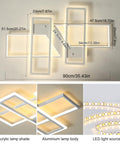 Four Square Dimmable LED Ceiling Light With Remote Control in sleek modern square design, acrylic lamp shade, 80W, 35.4in size