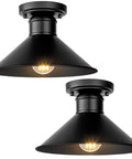 Two Pack Industrial Semi Flush Mount Ceiling Lights Matte Black Farmhouse Style Easy Install Close To Ceiling Fixtures for kitchen