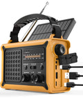 Beefed Up Emergency Weather Radio With Hand Crank Solar Power And 12000mAh Battery, Big 8500mm2 Solar Panel, NOAA AM FM Alerts