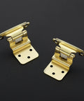 Game Changer Self Closing Soft Close Cabinet Hinges, 3/8 Inch Inset Brushed Gold Finish, 60 Pack, pair of gold cabinet hinges.