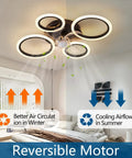 26 Inch Geometric Ceiling Fan with Lights Remote Control Bladeless Low Profile Design for Kitchen and Bedroom
