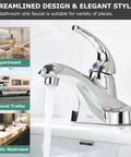 Single Handle Mid Arc Centerset Bathroom Sink Faucet With Chrome Finish Metal Push And Seal Drain cUPC Certified NSF 61