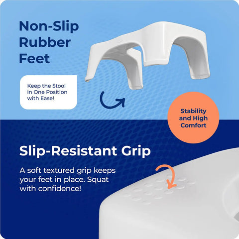 Moonlight 7 Inch Toilet Stool With Motion Activated Night Light For Standard Toilets showing non-slip rubber feet detail.