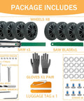 Luggage Wheel Replacement Kit For Suitcases And Travel Bags With 2.11 Inch Double Swivel Wheels including tools and accessories