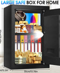 Open 3.3 Cu Ft Large Fireproof Safe For Home Use With Electronic Keypad And Spare Key Removable Shelf Digital Lock Waterproof