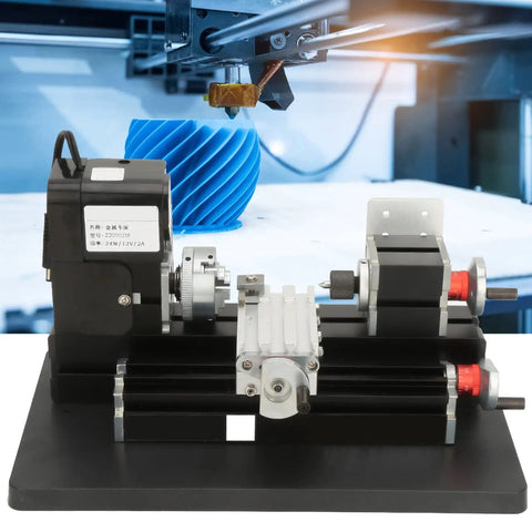 Eryue Mini Metal Lathe Precision Tool With 20000Rpm Speed on workspace, featuring metal construction for soft metals and acrylic.
