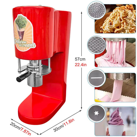 Electric Ice Cream Press Machine With Four Interchangeable Stainless Steel Molds For Shops Easy Clean ABS Plastic 420ML Hopper