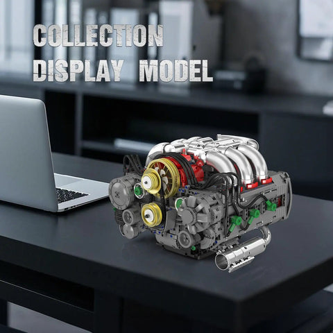 Flat Engine Building Set With Working V8 Model Kit Mini Engine Scale Model For STEM DIY Project Dope Hands On Building Toy 2375 Pieces on desk