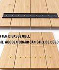 Badass Heavy Duty C Channel Steel Braces For Live Edge Tabletop Slabs showing black support bracket on wood boards.