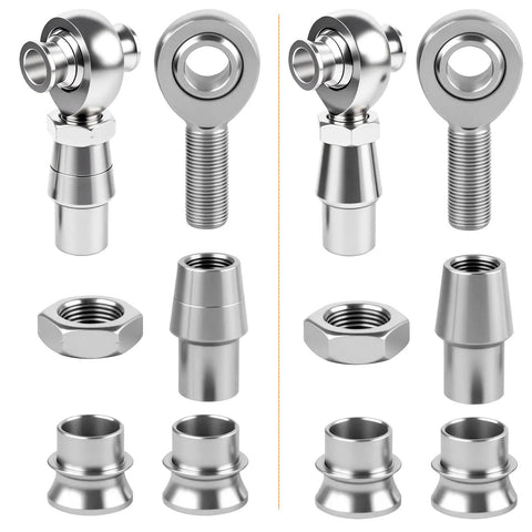 Beefed Up 3/4 Inch Chromoly Heim Joint Rod End Kit With Rh And Lh Threads showing heavy-duty jam nuts, spacers, and adapters.