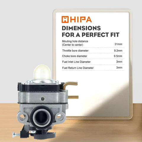 Carburetor Kit For Ryobi 25cc 2 Cycle String Trimmers RY251PH RY252CS RY253SS RY254BC With dimensions guide sign