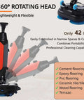 Cordless 18 Inch Walk Behind Floor Scrubber With Dual Brushes, 120 Minute Battery Power, 360 Degree Rotating Head, Industrial Grade Floor Cleaner For Tile Concrete Epoxy, Red Beast shown with dual brushes and rotating head.