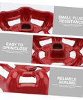 Shut Off Valve Knob With Red Handle For Water Fittings Gate Ball Valve No Pressure Reduction Brass Construction, close-up view