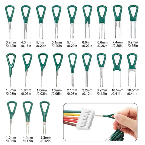 Deutsch Connector Terminal Removal Tool Set For DT DTM DTP DTHD HD Series Depinning Kit tool sizes with connector.