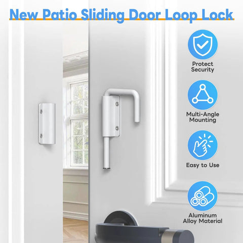 Patio Sliding Door Loop Lock Two And Three Eighths Inch U Shaped Loop Latch 90 And 180 Degree Kid Proof Home Security Lock