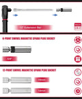 Spark Plug Socket Set With Three Eighths Drive Torque Wrench Magnetic Sockets Twelve Point 14mm 16mm And Six Point Swivel Five Eighths Inch Ten Inch Extension Bar Built For Auto Maintenance And Quick Repairs, CR-V steel