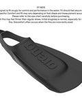 Unisex Lightweight Swim Training Fins With Open Heel Design, Silicone Short Blade Flippers, Black, Size 7.5-9, side view