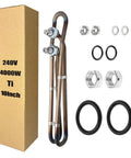 4kW 240V Hot Tub Heater Element Replacement For Balboa Spa And Flo Thru Universal Heating Element Compatible With Gecko Hydro Quip Acura Spas Coleman Watkins Dimension One showing heater, gaskets, and fittings