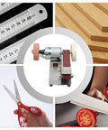 No Hassle Workhorse Mini Belt Sander And Knife Sharpener With Seven Variable Speeds And 150 Watt Copper Motor For Clean Wood Metal Grinding Quick Hobby Buffing, showing compact design and tool setup.