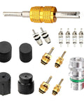 Air Conditioning Valve Core Kit For Cars And Trucks High And Low Pressure Pro Grade Durable Dust Cap Set R12 R134a