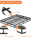Heavy Duty Steel Box Spring For Queen Bed Base With Durable Cover And Quick No Sweat Setup Providing Rock Solid Mattress Support To Keep Your Bed Looking Sharp For Years - Sturdy metal frame with steady structure and rounded corners.
