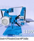 Rock Solid 1100 Watt Electric Belt Sander Workhorse With Polishing Grinder And Knife Sharpener Functions, blue 915x50mm design.