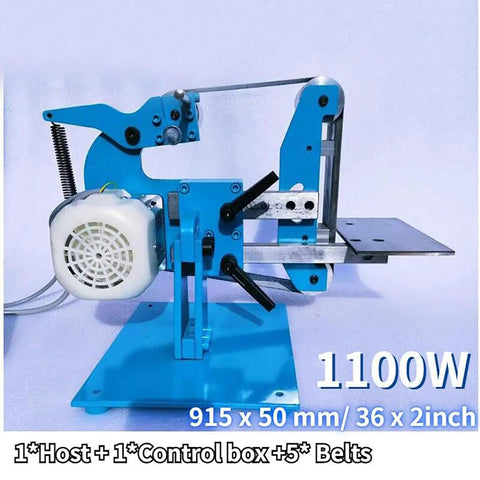 Rock Solid 1100 Watt Electric Belt Sander Workhorse With Polishing Grinder And Knife Sharpener Functions, blue 915x50mm design.