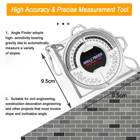 Tough Magnetic Angle Finder With Precision Inclinometer And Rugged Abs Build For Quick Diy Or Job Site Layouts with 9.5cm scale.