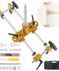 Mortise Lock Jig Kit For Wooden Doors With 3 Tungsten Steel Cutter Blades tools and accessories shown with close-up inset