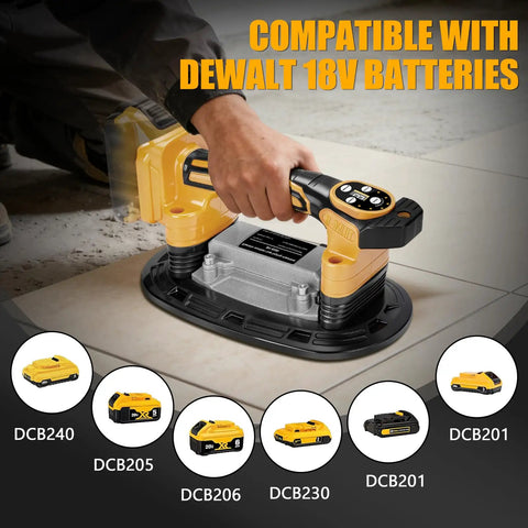 Heavy Duty Tile Vibration Tool With 9-Inch Suction Cup Delivers 551 Lbs Lift, Handheld Tiling Vibrator in use on tile surface